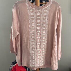 J. Crew Blush Pink Lace Accent Blouse